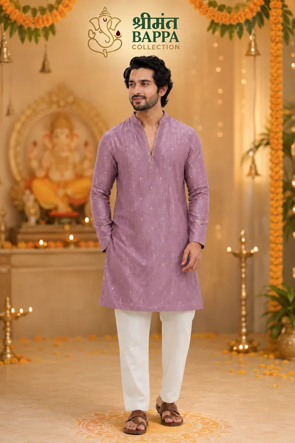 Bappa_Collection_Plum_Tissue_Kurta