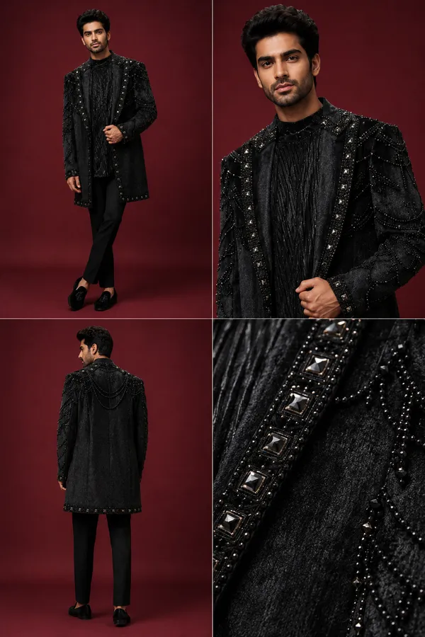 Black_Embellished_Indo_Western_Long_Jacket_Set_Coming_Soon