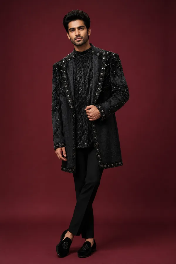 Black_Embellished_Indo_Western_Long_Jacket_Set_Coming_Soon