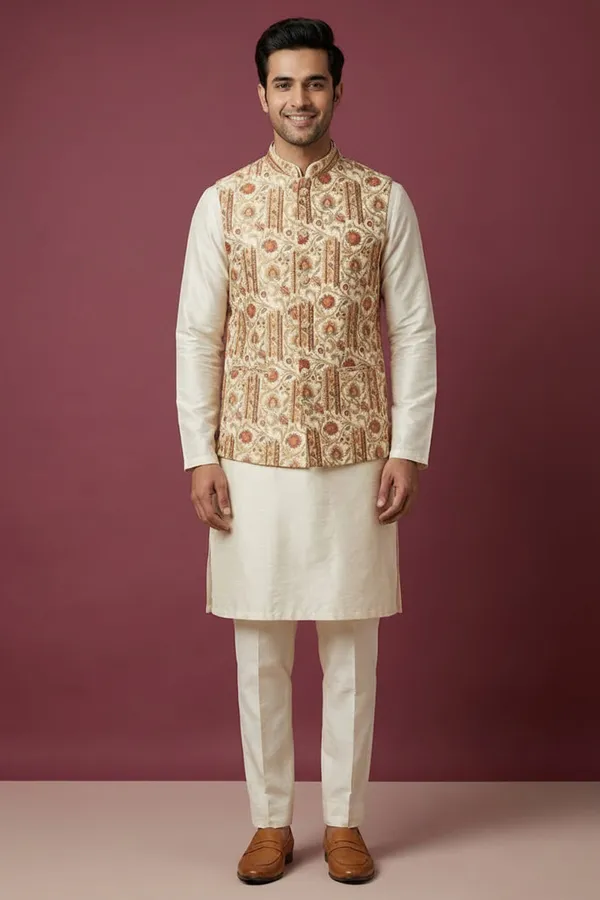 Beige_Floral_Brocade_Nehru_Jacket_Coming_Soon