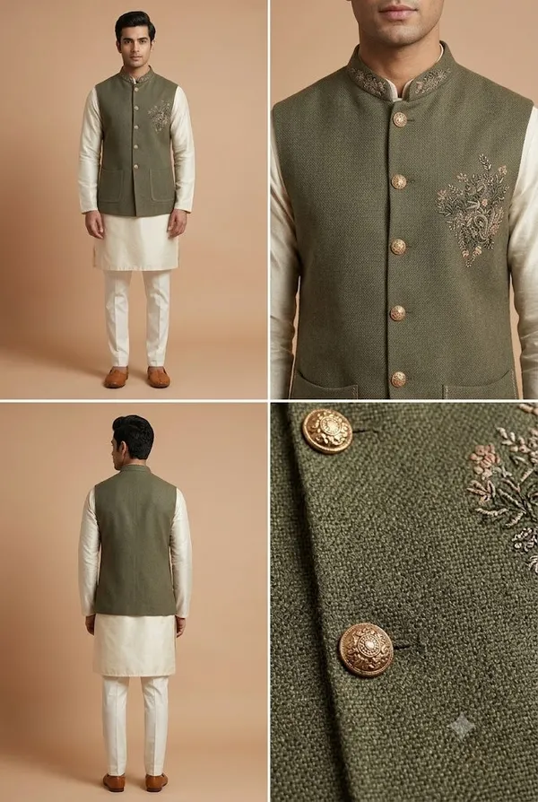 Olive_Green_Embroidered_Nehru_Jacket_Coming_Soon