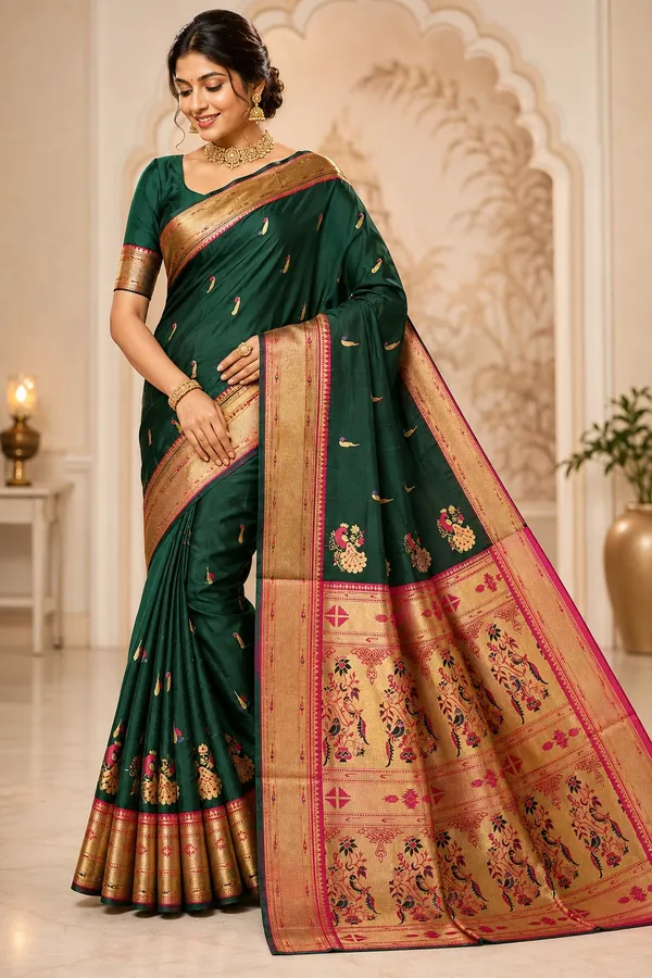 Emerald_Green_Paithani_Saree_With_Traditional_Peacock_Pallu_Green