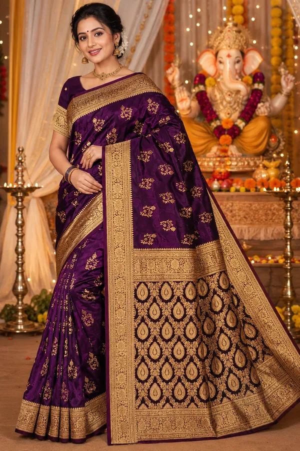 Royal_Purple_Saree_Grand_Golden_Pallu_Royal_Purple
