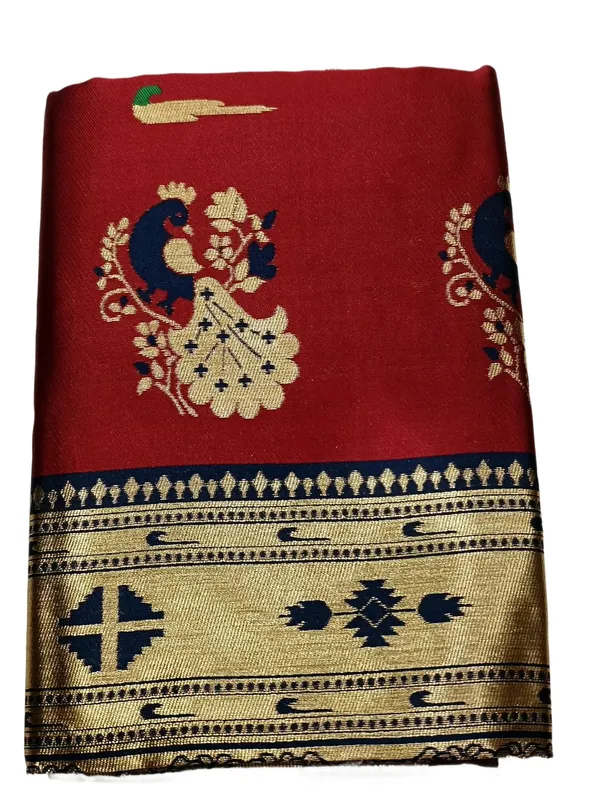 Red_Gold_Paithani_Saree_With_Traditional_Peacock_Pallu_Red