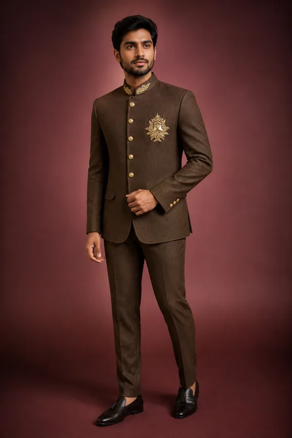 Chocolate_Brown_Embroidered_Jodhpuri_Suit_Coming_Soon
