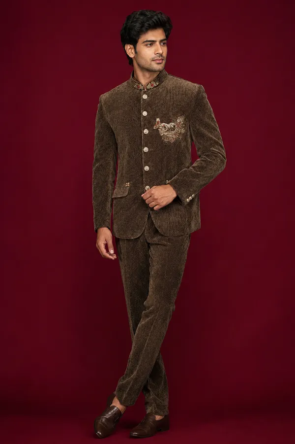 Coffee_Brown_Embroidered_Jodhpuri_Suit_Coming_Soon