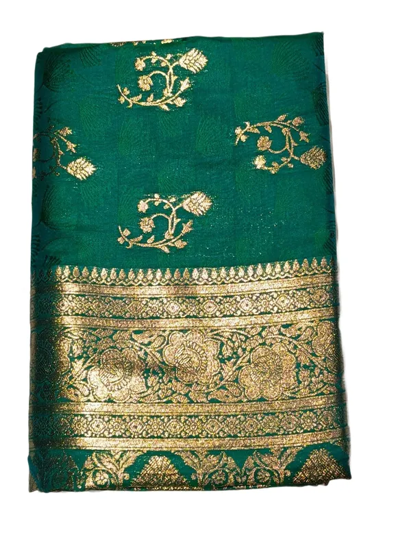Teal_Green_Banarasi_Silk_Saree_With_Rich_Golden_Zari_Teal_Green
