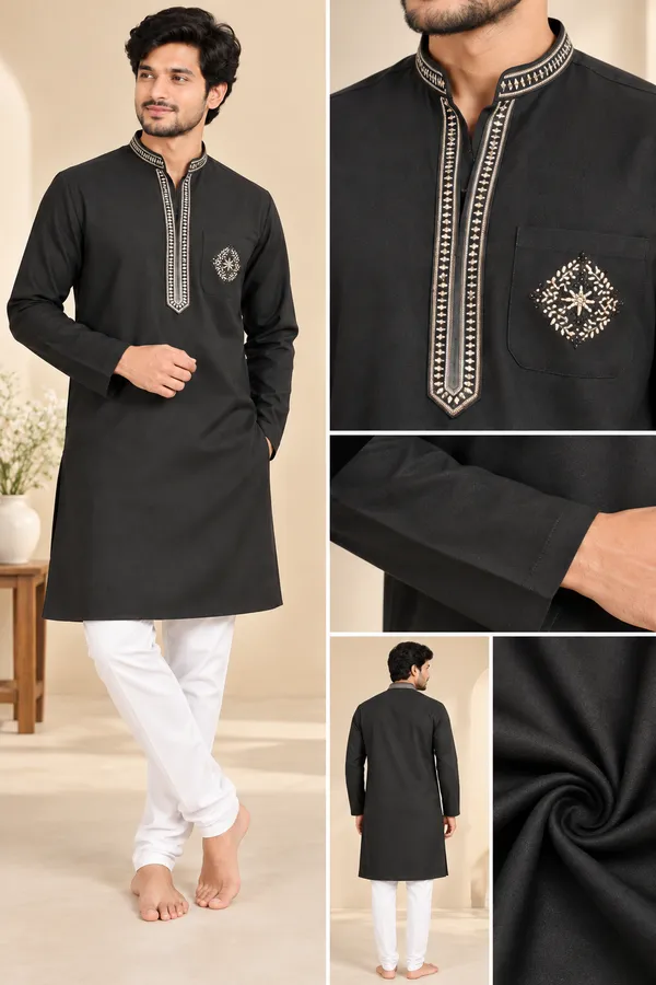 Black_Embroidered_Ethnic_Kurta_For_Men_Coming_Soon