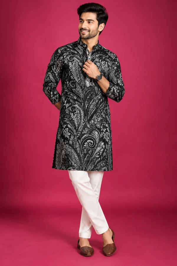 Black_Paisley_Print_Festive_Kurta_Set_Coming_Soon