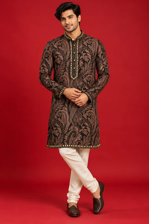 Black_Bronze_Paisley_Wedding_Kurta_Set_Coming_Soon