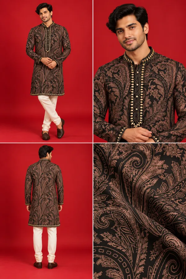Black_Bronze_Paisley_Wedding_Kurta_Set_Coming_Soon