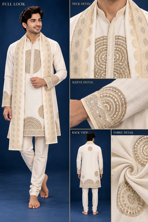 Ivory_Embroidered_Kurta_With_Stole_Set_Coming_Soon