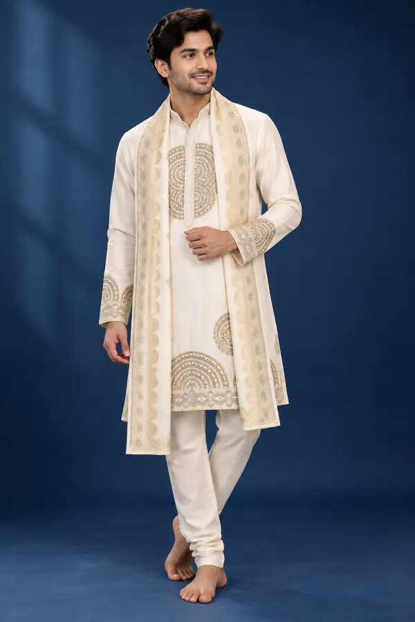 Ivory_Embroidered_Kurta_With_Stole_Set_Coming_Soon