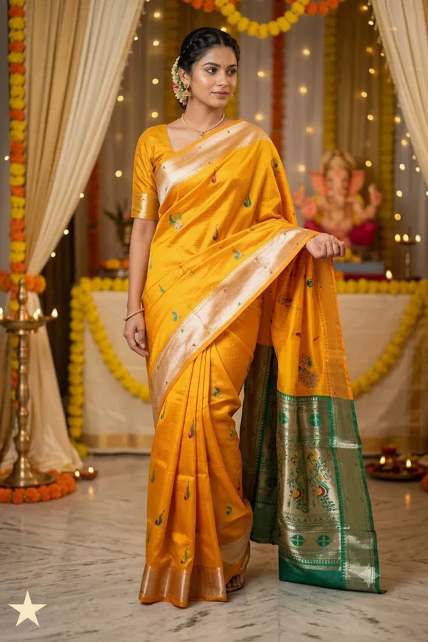 Radiant_Mustard_Paithani_Saree_Festive_Elegance_Yellow