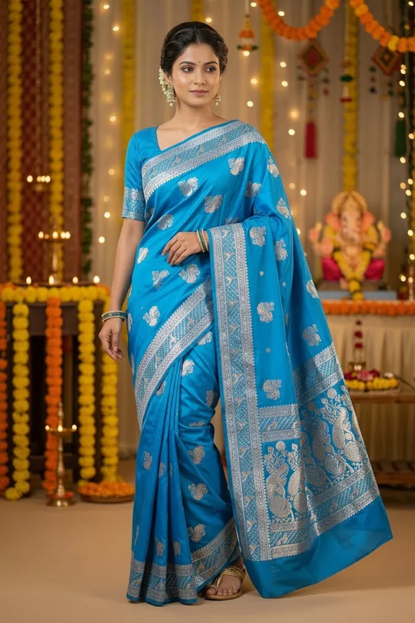 Sky_Blue_Banarasi_Saree_Festive_Grace_Blue