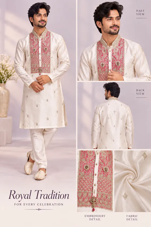 Men_S_Ivory_Kurta_Set_With_Pink_Embroidered_Yoke_Coming_Soon
