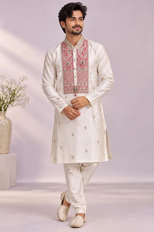 Men_S_Ivory_Kurta_Set_With_Pink_Embroidered_Yoke_Coming_Soon
