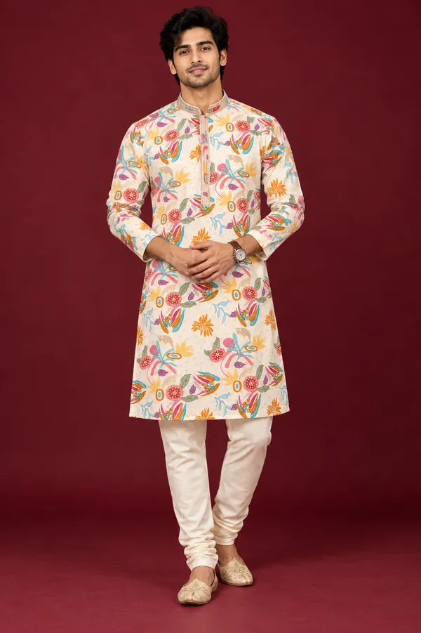 Multicolor_Floral_Print_Cream_Kurta_Set_Coming_Soon
