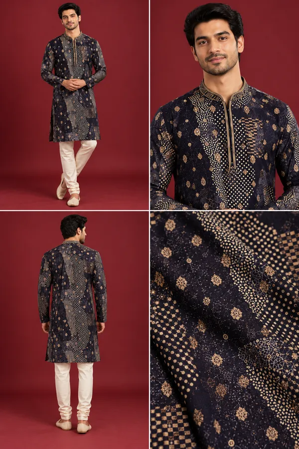 Navy_Blue_Gold_Print_Festive_Kurta_Set_Coming_Soon