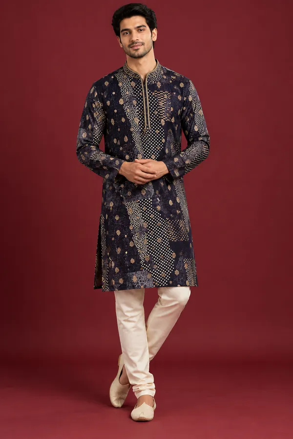 Navy_Blue_Gold_Print_Festive_Kurta_Set_Coming_Soon