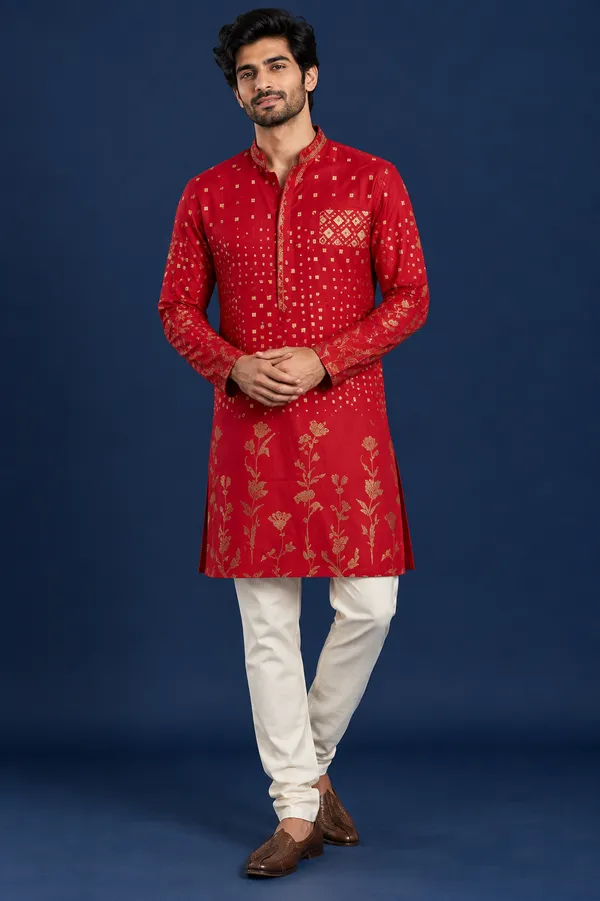 Red_Gold_Print_Festive_Kurta_Set_Coming_Soon