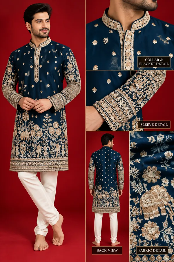 Navy_Blue_Gold_Embroidered_Festive_Kurta_Set_Coming_Soon