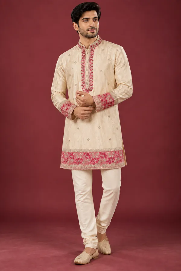 Cream_Pink_Embroidered_Festive_Kurta_Set_Coming_Soon