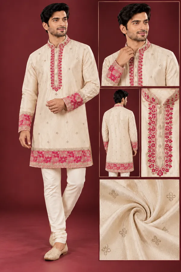 Cream_Pink_Embroidered_Festive_Kurta_Set_Coming_Soon