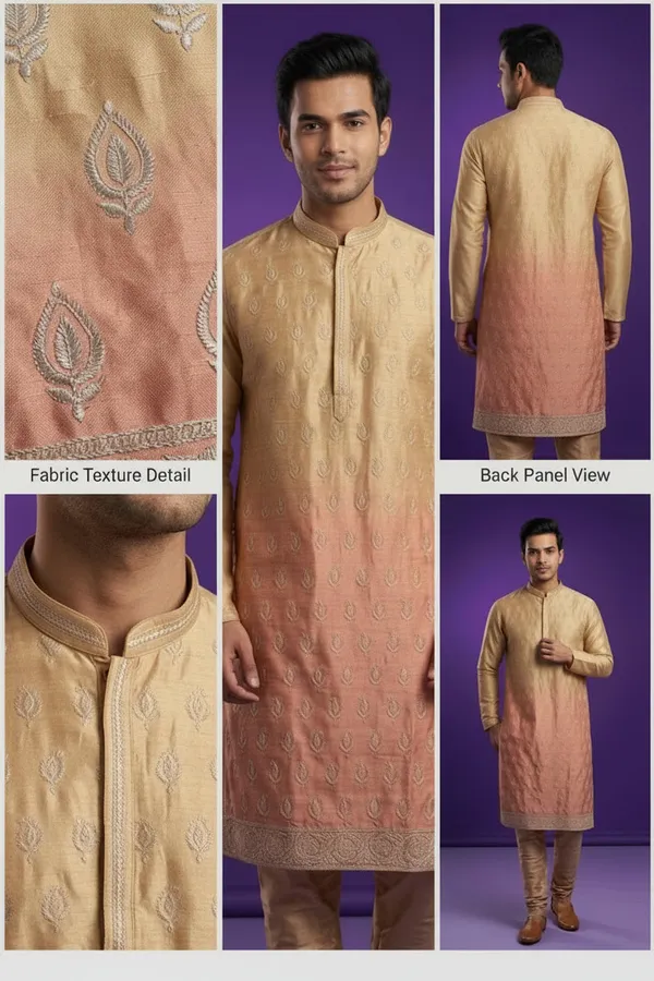 Men_S_Gold_Peach_Ombre_Embroidered_Kurta_Coming_Soon