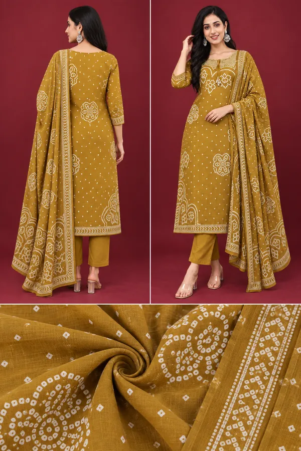 Mustard_Bandhani_Print_Kurta_Set_With_Dupatta_Olive_Mustard