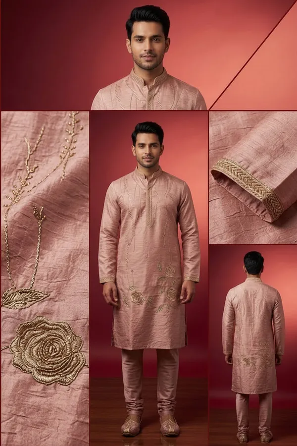Men_S_Rose_Pink_Embroidered_Silk_Kurta_Coming_Soon