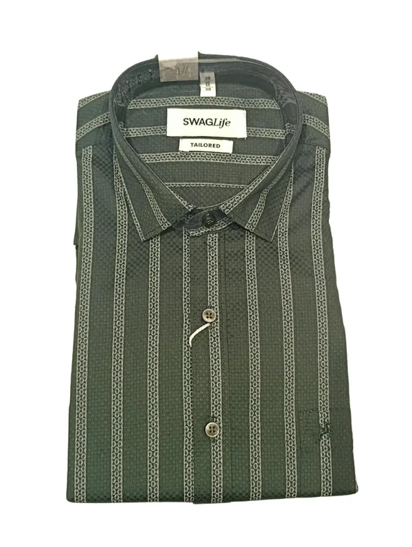 Bottle_Green_Printed_Formal_Shirt_For_Men_Dark_Forest_Green