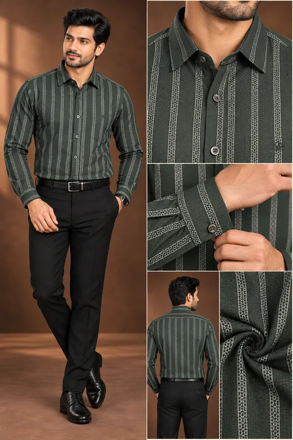 Bottle_Green_Printed_Formal_Shirt_For_Men_Dark_Forest_Green