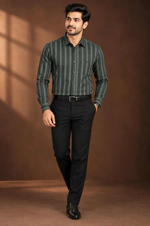 Bottle_Green_Printed_Formal_Shirt_For_Men_Dark_Forest_Green