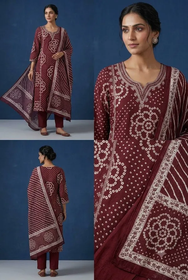 Women_S_Maroon_Bandhani_Print_Kurta_Pant_With_Printed_Dupatta_Set_Maroon