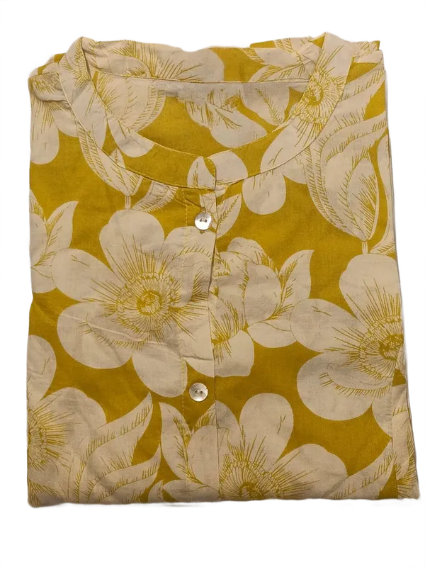 Mustard_Yellow_Floral_Printed_A_Line_Kurta_With_Palazzo_Pants_Set_Yellow