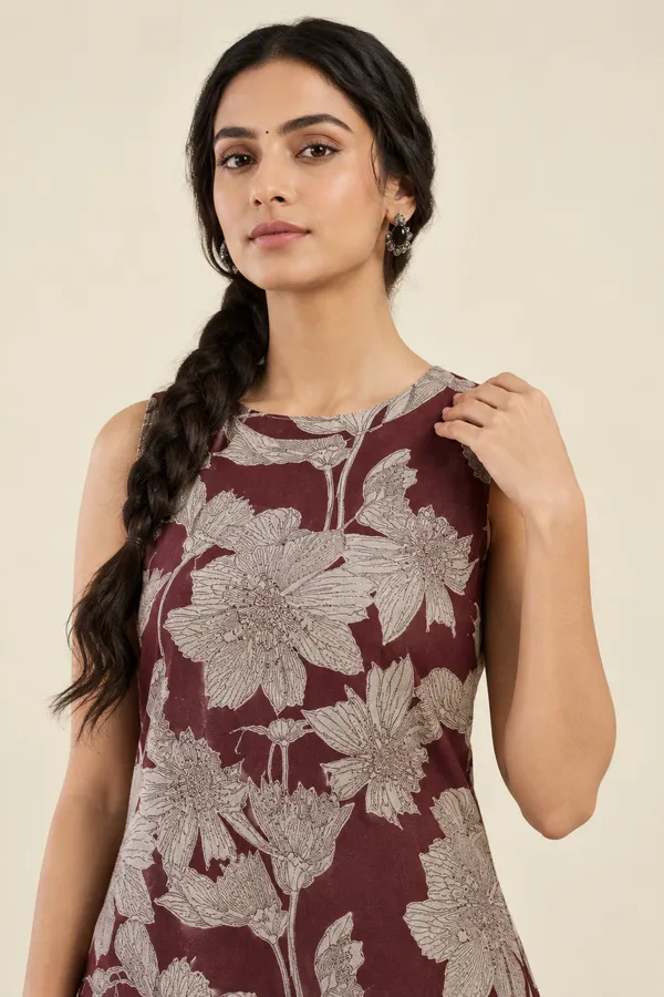 Maroon_Floral_Printed_Sleeveless_A_Line_Co_Ord_Set_22_Wine