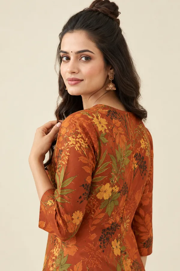 Rust_Orange_Floral_Printed_Front_Button_Co_Ord_Set_Rust_Orange