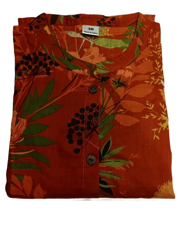 Rust_Orange_Floral_Printed_Front_Button_Co_Ord_Set_Rust_Orange