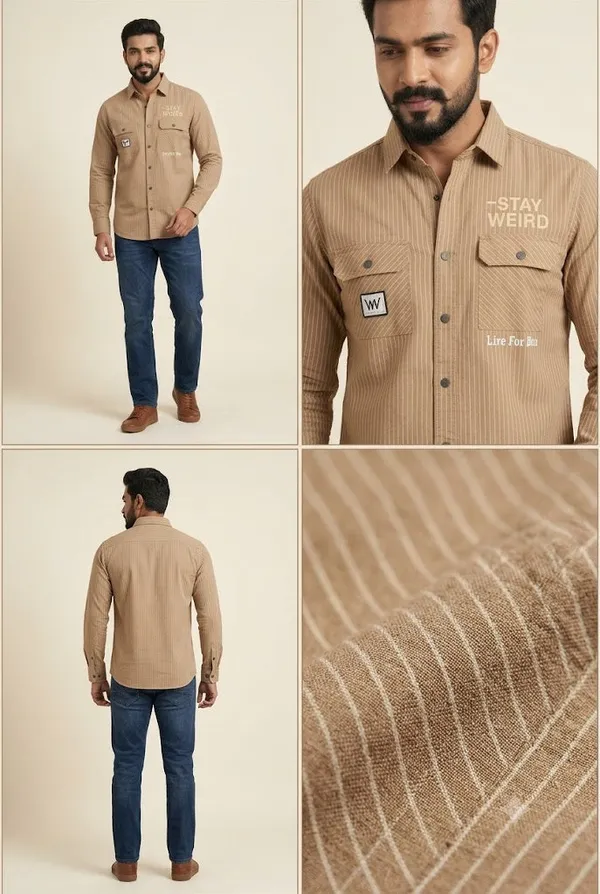 Men_S_Beige_Striped_Utility_Shirt_Graphic_Chest_Print_Flap_Pockets_Begie