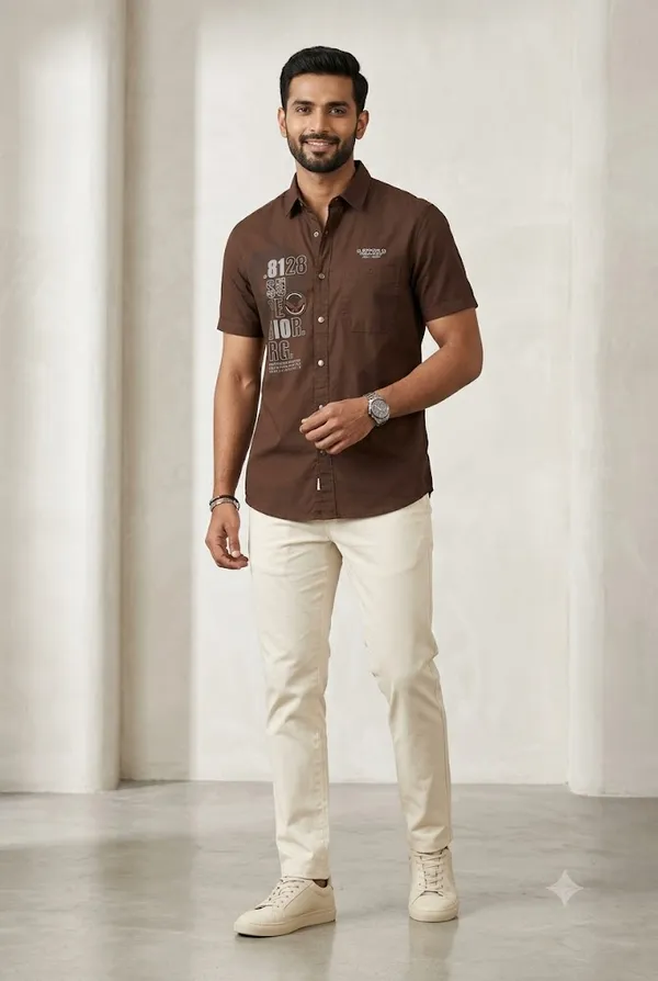 Men_S_Casual_Brown_Graphic_Print_Short_Sleeve_Shirt_Slim_Fit_Brown