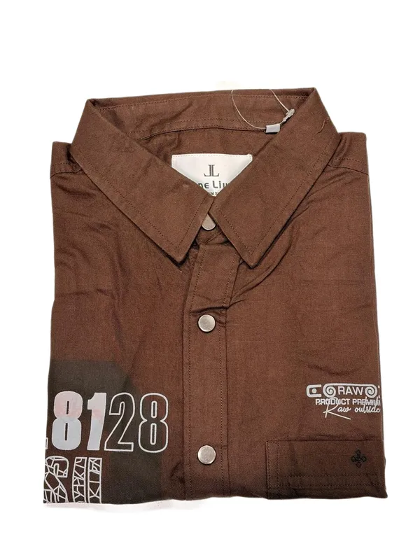 Men_S_Casual_Brown_Graphic_Print_Short_Sleeve_Shirt_Slim_Fit_Brown