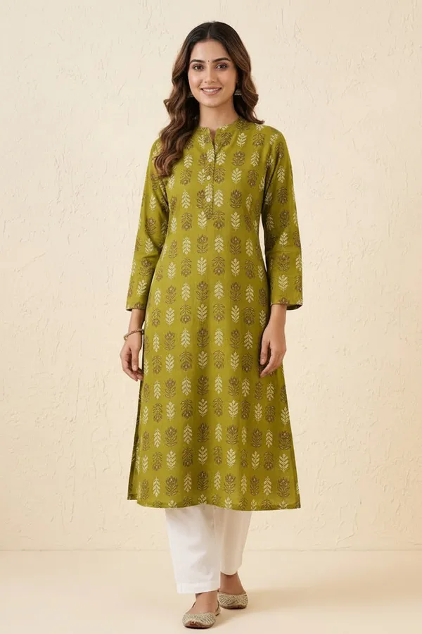 Women_S_Olive_Green_Ethnic_Leaf_Print_Cotton_Kurti_Mehendi_Olive