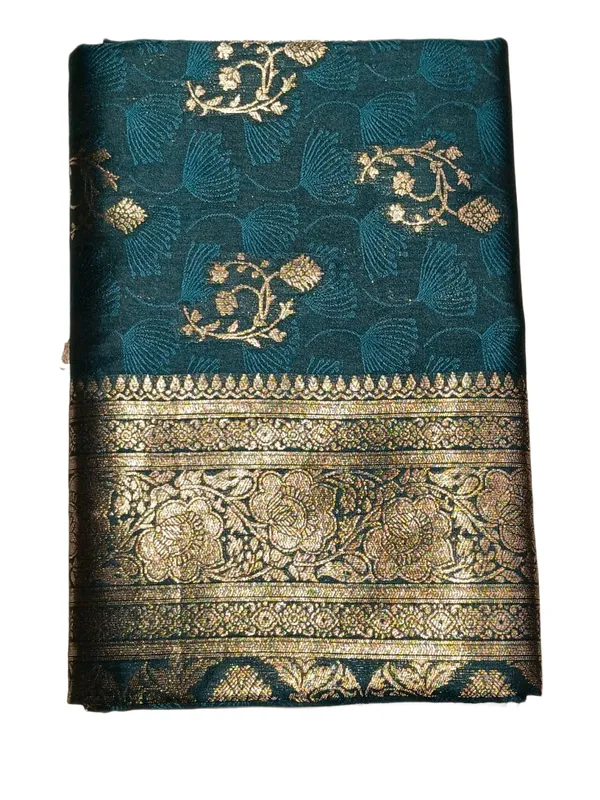 Teal_Blue_Banarasi_Silk_Saree_With_Rich_Zari_Border_Deep_Teal_Blue