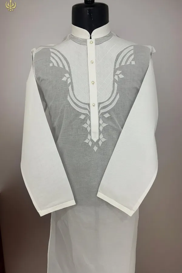Elegant_White_Embroidered_Kurta_Pajama_For_Men