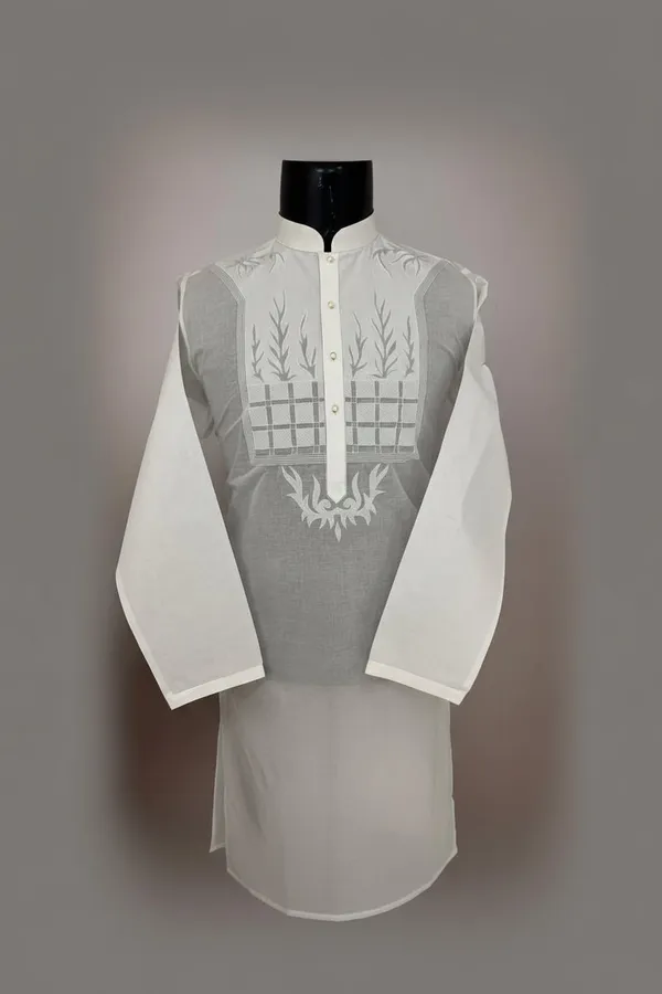 Premium_White_Embroidered_Kurta_Pajama_For_Men