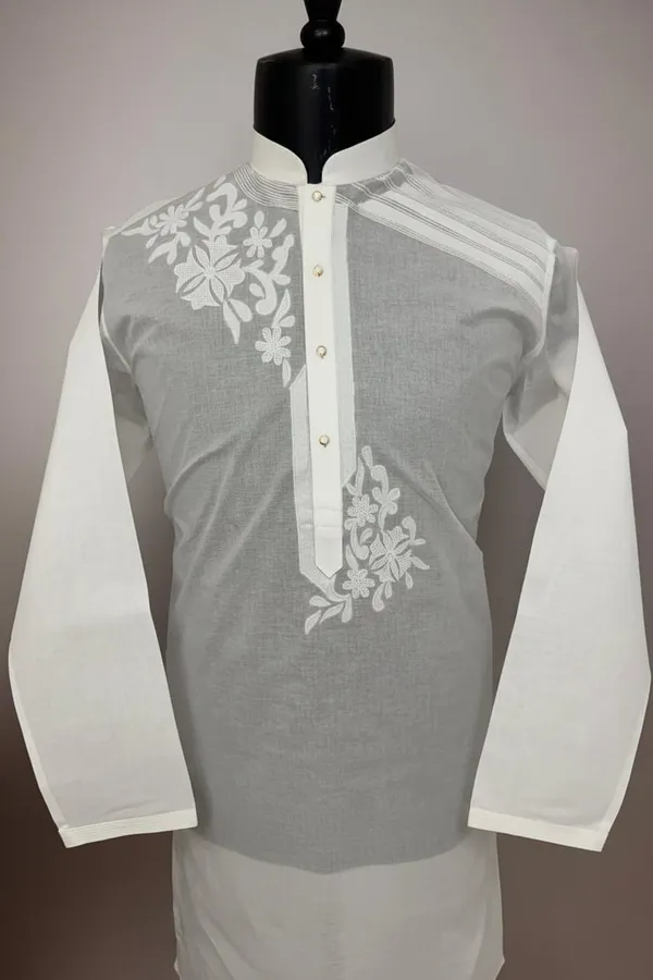 White_Geometric_Embroidered_Kurta_Pajama_For_Men