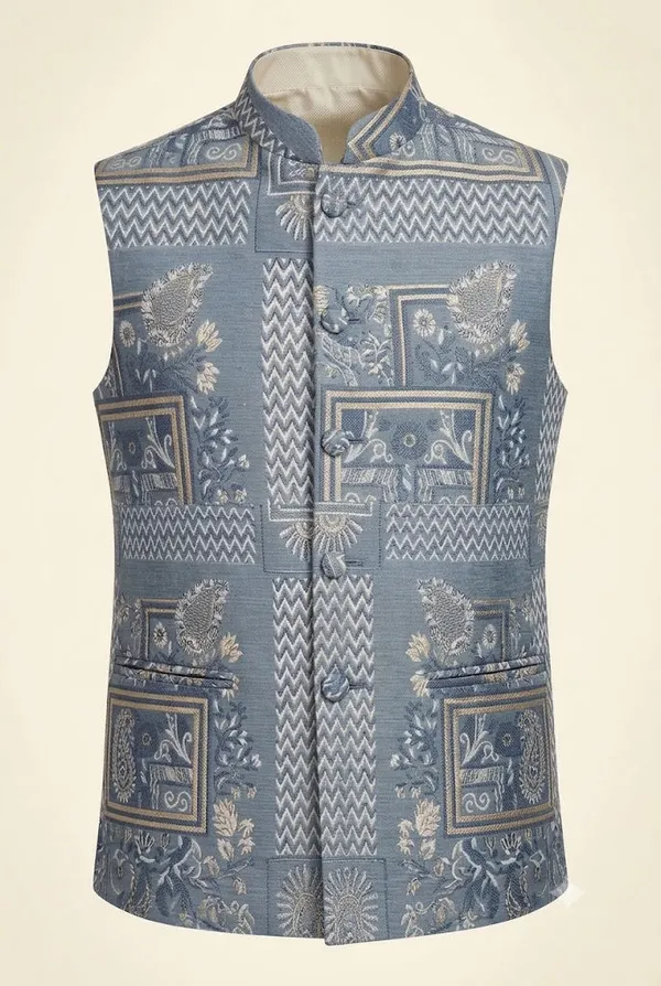 Premium_Blue_Jacquard_Printed_Nehru_Jacket