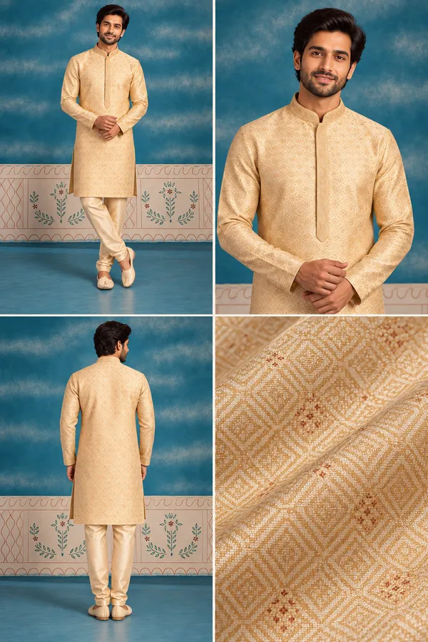 Men_S_Premium_Golden_Jacquard_Kurta_Pajama_Set