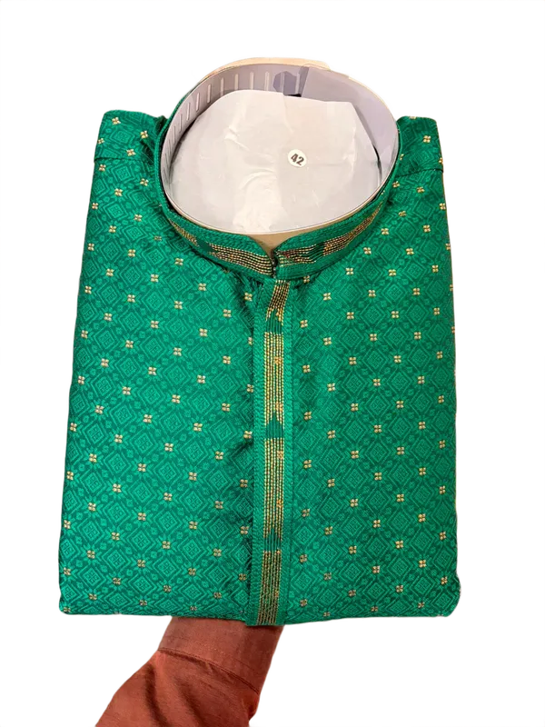 Men_S_Emerald_Green_Jacquard_Kurta_Pajama_Set